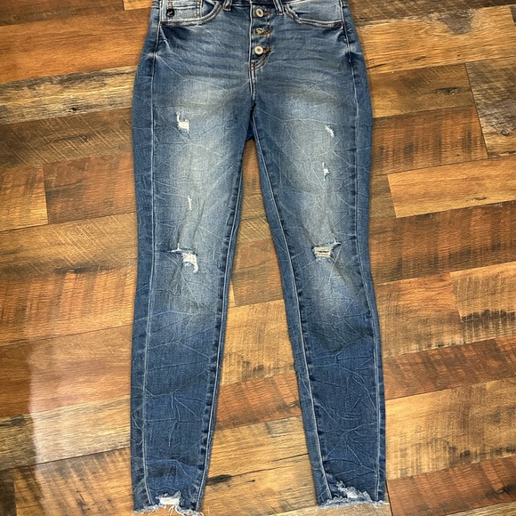 KanCan Denim - Kancan High-Rise Distressed Skinny Jeans (Mid-Wash)